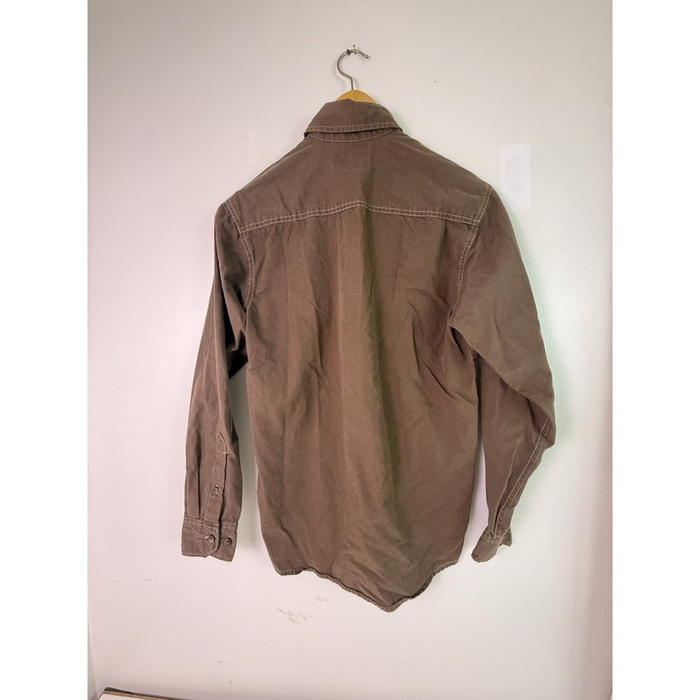Wrangler Jeans Co Western Shirt Small Brown Snap Front Cowboy Ranch Workwear - Picture 3 of 11